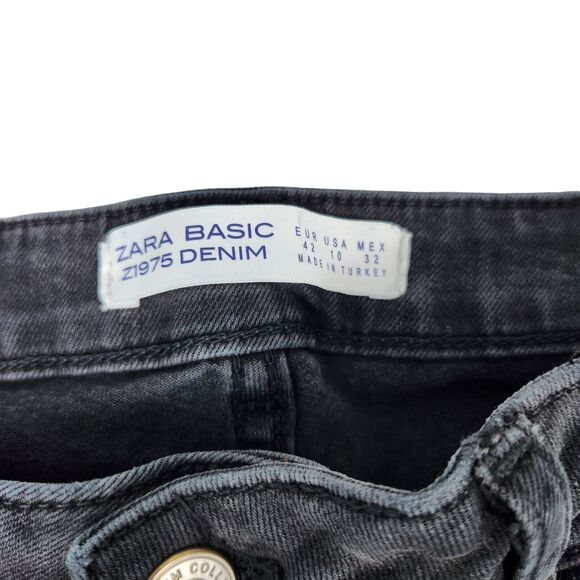Zara Jeans Womens Sz 10 Black Koi Fish Embroidery Z1975 Denim Distressed Hems - Picture 8 of 11
